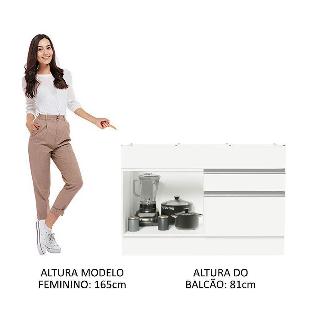 Balcão Gabinete De Pia 120 X 60 Cm 1 Porta 2 Gavetas Branc - 8