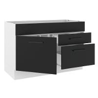 Balcão de Pia Madesa Agata 1 Porta e 2 Gavetas Branco Preto - 3