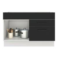 Balcão de Pia Madesa Agata 1 Porta e 2 Gavetas Branco Preto