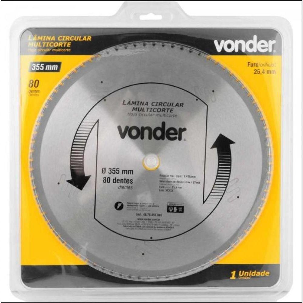 Lamina Circular Multicorte 355x2.2x3.0x80d - Vonder - 2