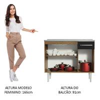 Balcão Gabinete Com Pia 3 Portas E 1 Gaveta 105cm Rustic/preto Emilly Madesa Rustic/preto