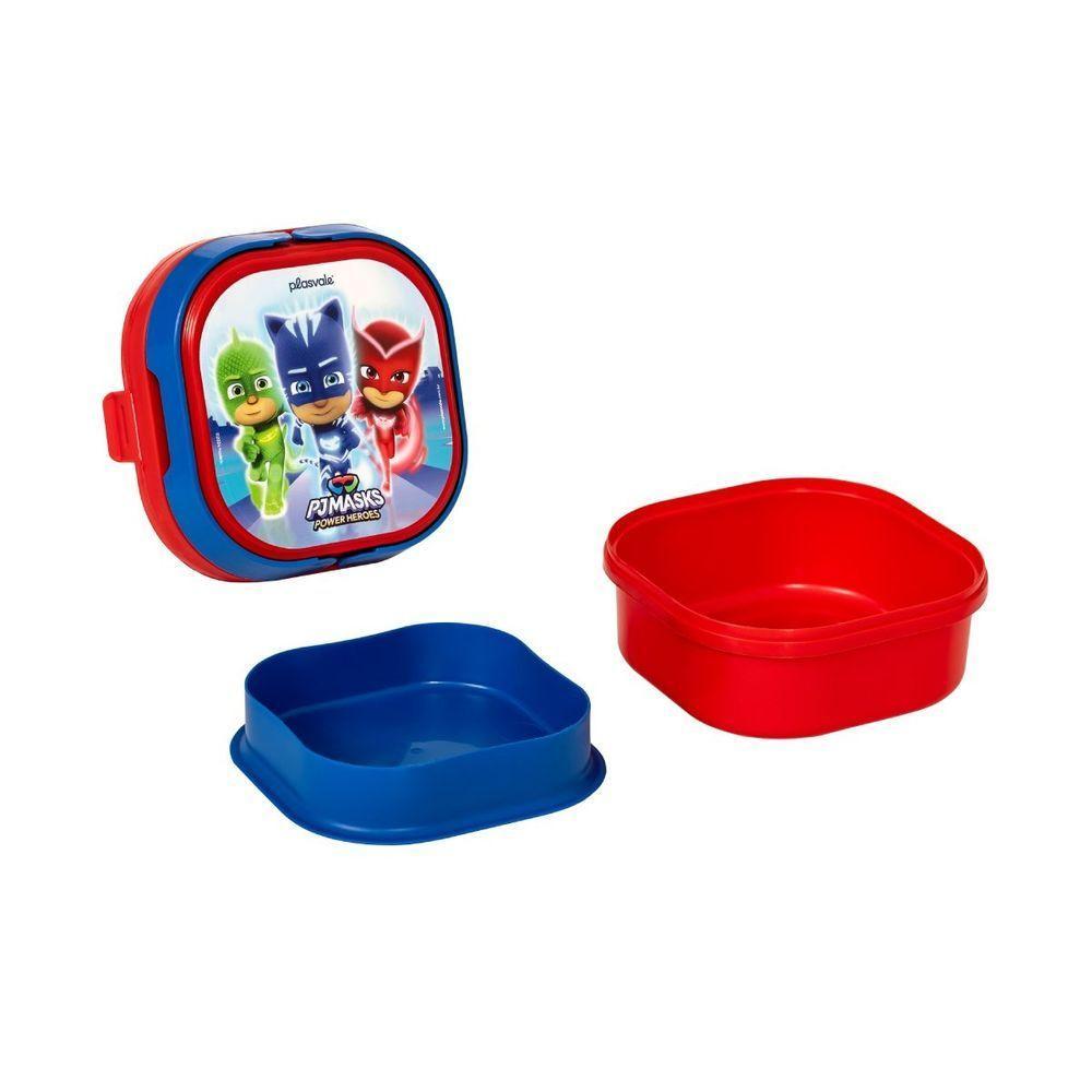 Kit 2 Marmita Com 2 Compartimentos, Trava E Alças 660ml Infantil Decorado Pj Masks - 4