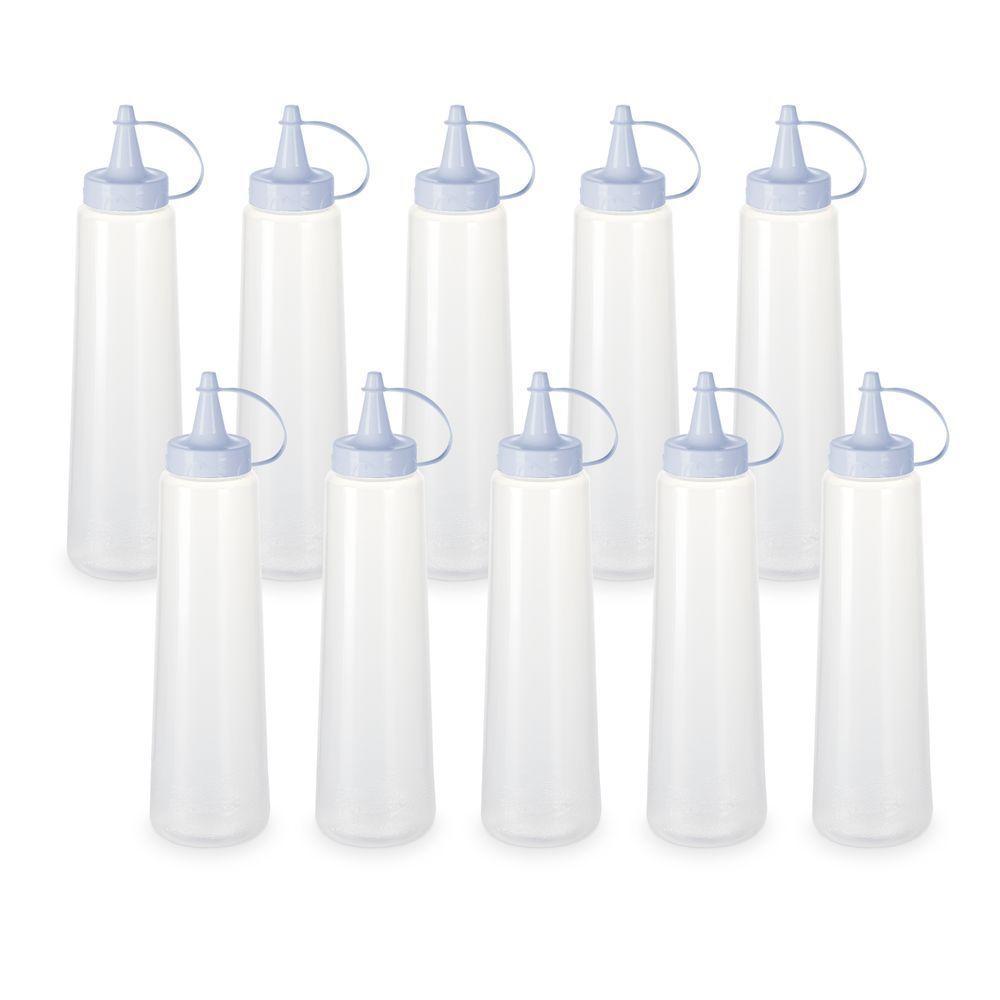 Kit 10 Bisnaga Plástica Transparente Com Tampa Em Cores 400ml Branco - 1