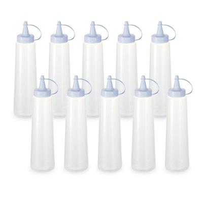 Kit 10 Bisnaga Plástica Transparente Com Tampa Em Cores 400ml Branco