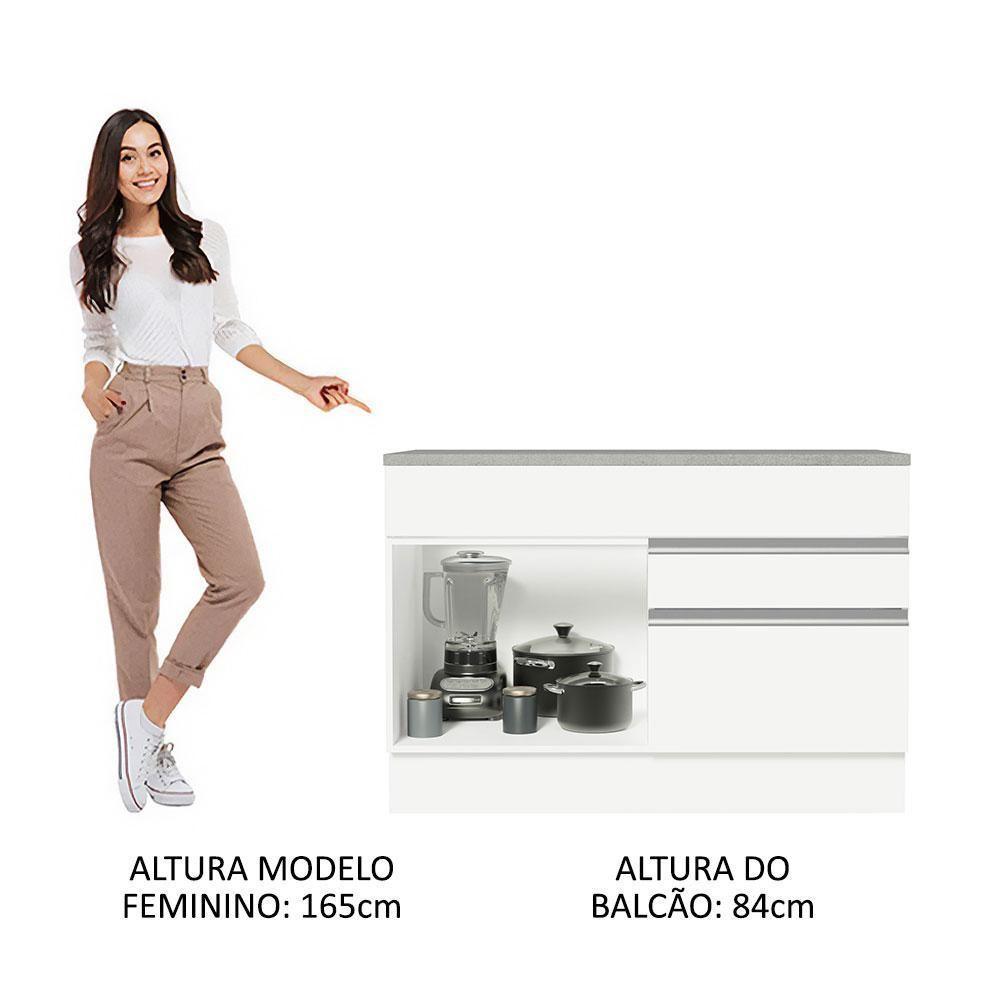 Balcão Gabinete De Pia 120 X 60 Cm 1 Porta 2 Gavetas Branc - 8