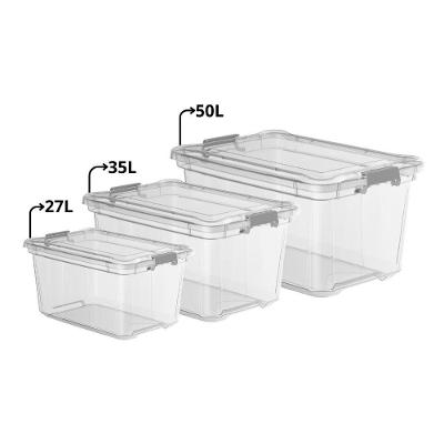 Kit 3 Caixas Plásticas Organizadoras 50l, 35l, 27l Transparente