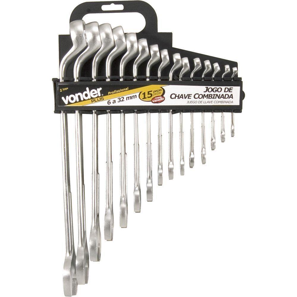 Jogo Chave Combinada 6-32mm Cromo Fosco 15 Pçs Vonder - 1