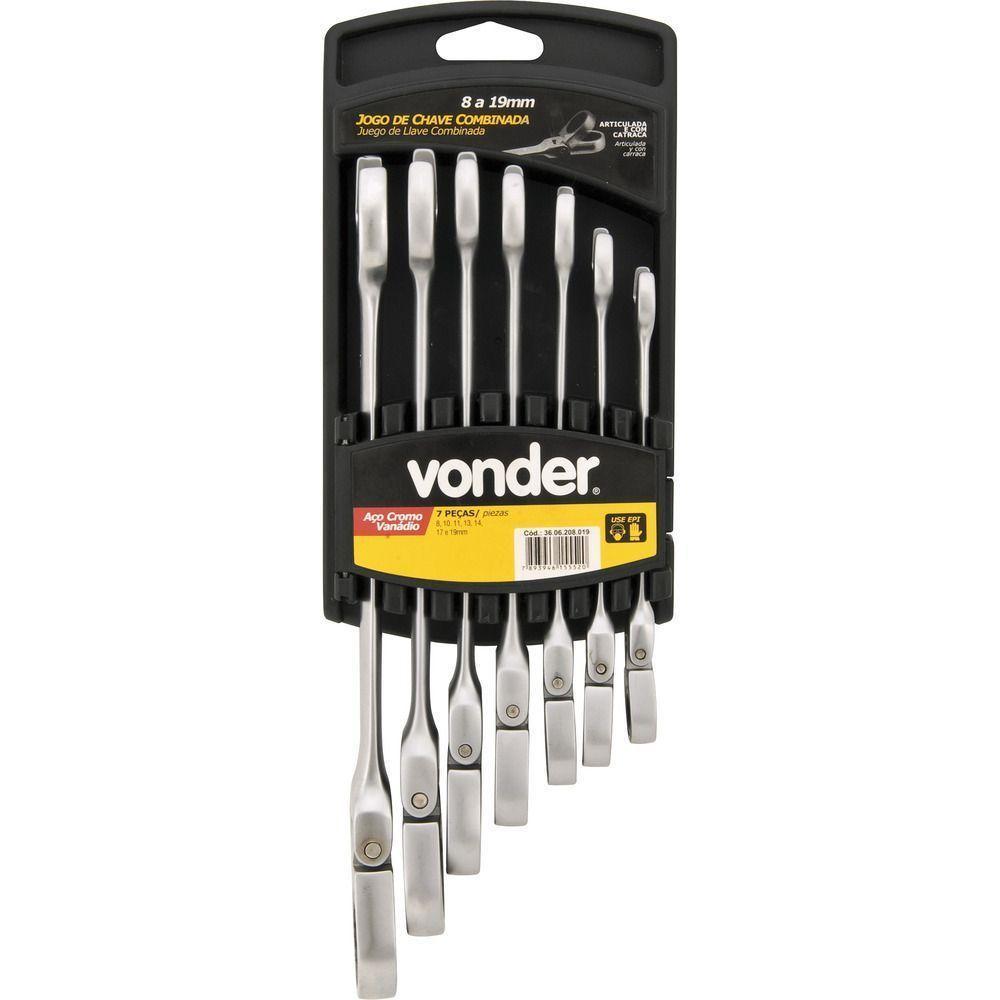 Jogo Chave Combinada Com Catraca Articulada 8-19mm Cromo Van - 1