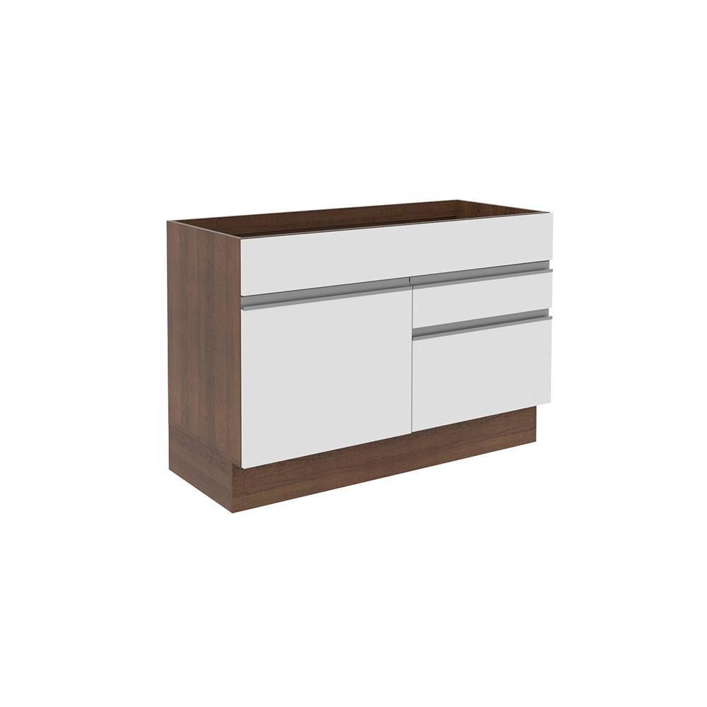 Balcão de Pia Glamy Branco Rustic 1 Porta e 2 Gavetas Madesa - 2