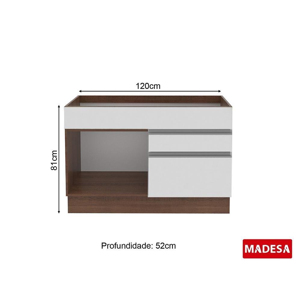 Balcão de Pia Glamy Branco Rustic 1 Porta e 2 Gavetas Madesa - 10