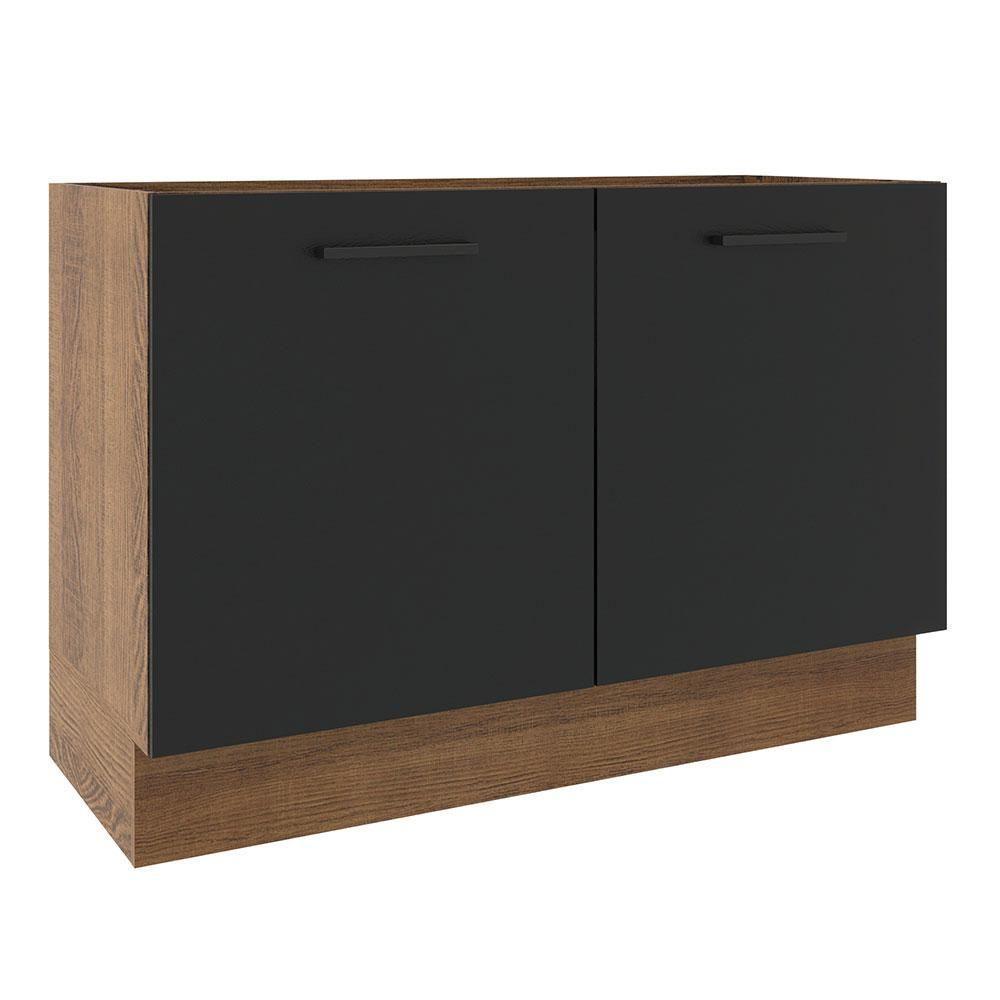 Balcão de Pia Madesa Agata 2 Portas Rustico Preto - 2