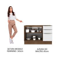 Balcão Gabinete 120 Cm 2 Portas 3 Gavetas Rustic/Branco - 8