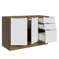 Balcão Gabinete 120 Cm 2 Portas 3 Gavetas Rustic/Branco - 9
