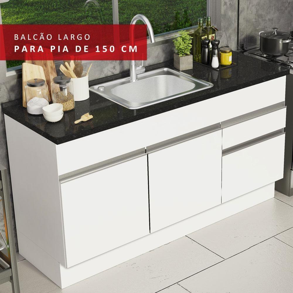 Balcão de Pia Glamy 2 Portas 2 Gavetas Madesa - 9