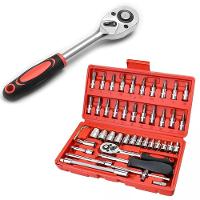 Jogo De Soquete Aço Crv 1-4 Catraca Chave Allen Maleta 46 Peças Vermelho - 2