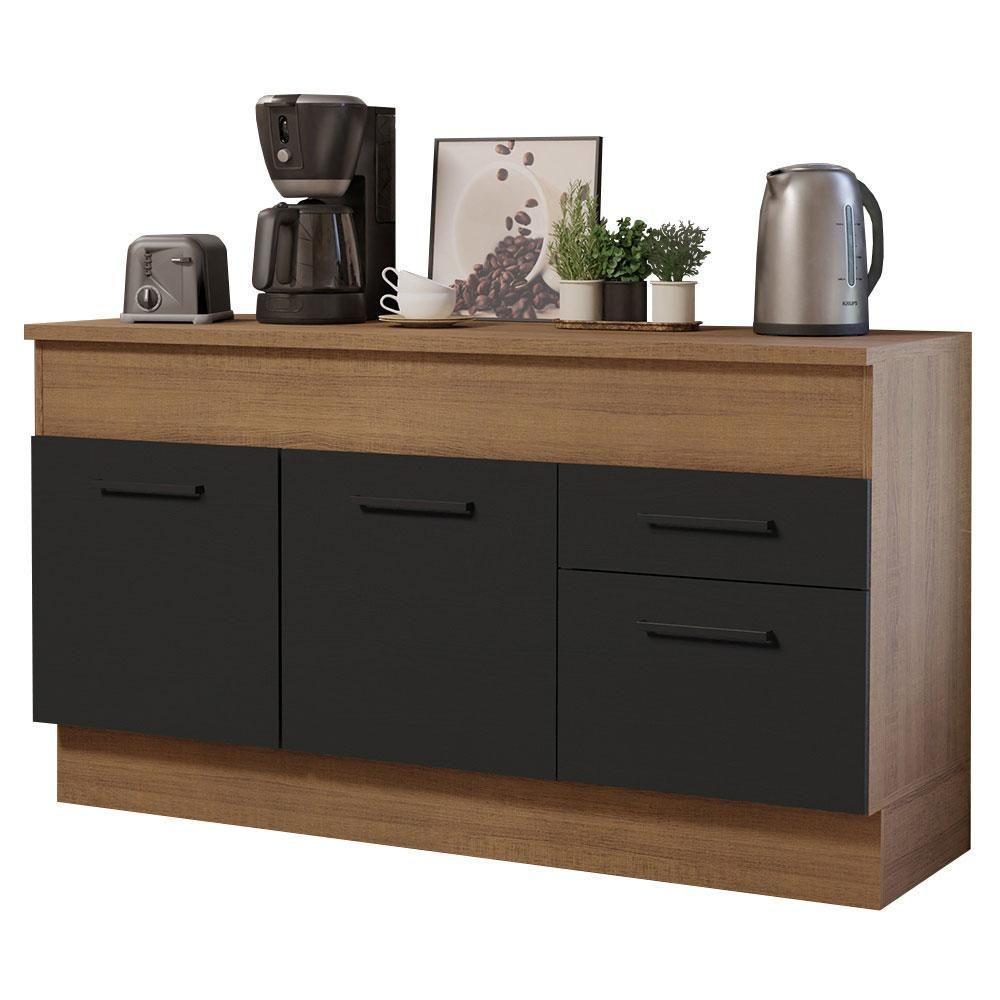 Balcão De Pia 150 Cm 2 Portas E 2 Gavetas Rustic/Preto - 1