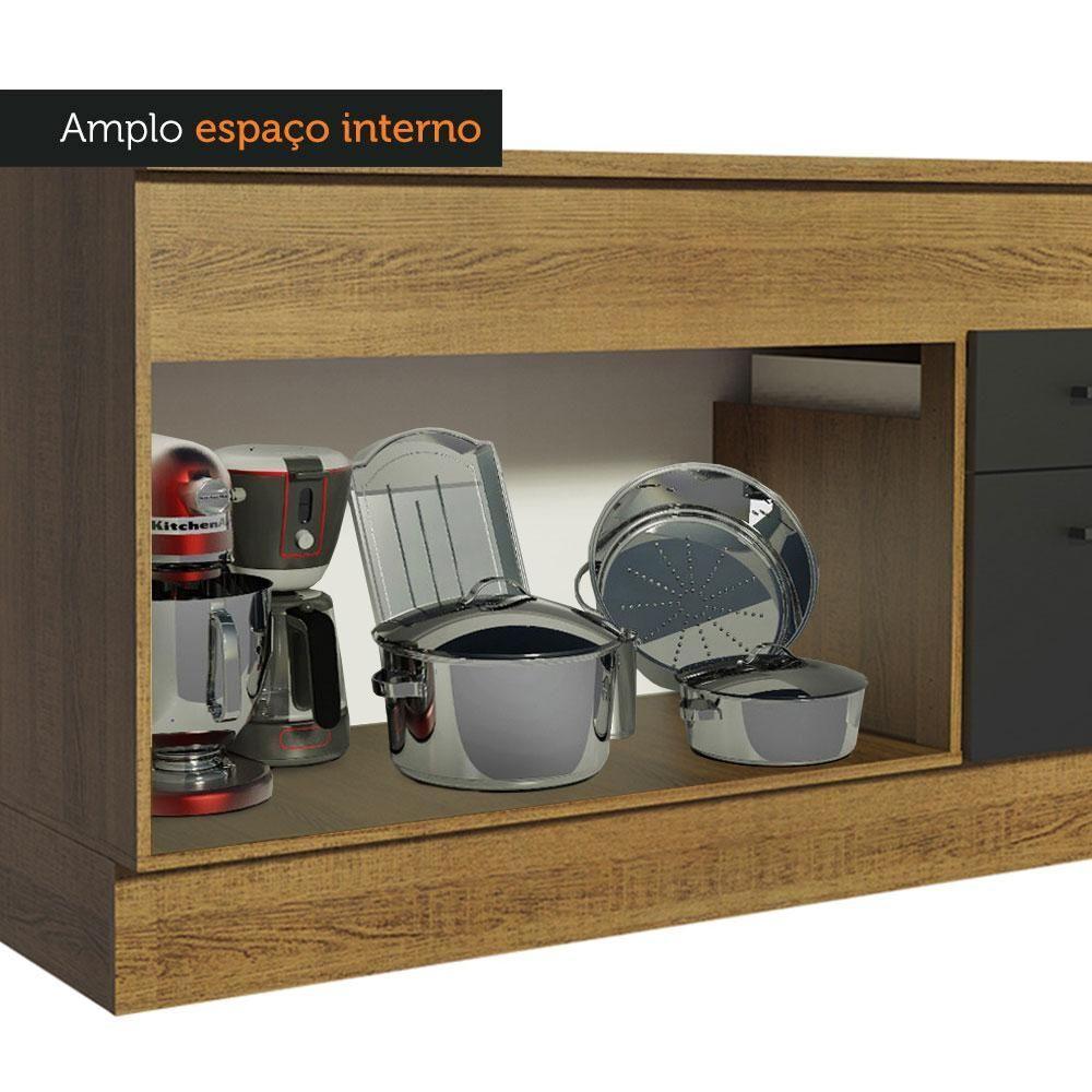 Balcão De Pia 150 Cm 2 Portas E 2 Gavetas Rustic/Preto - 4