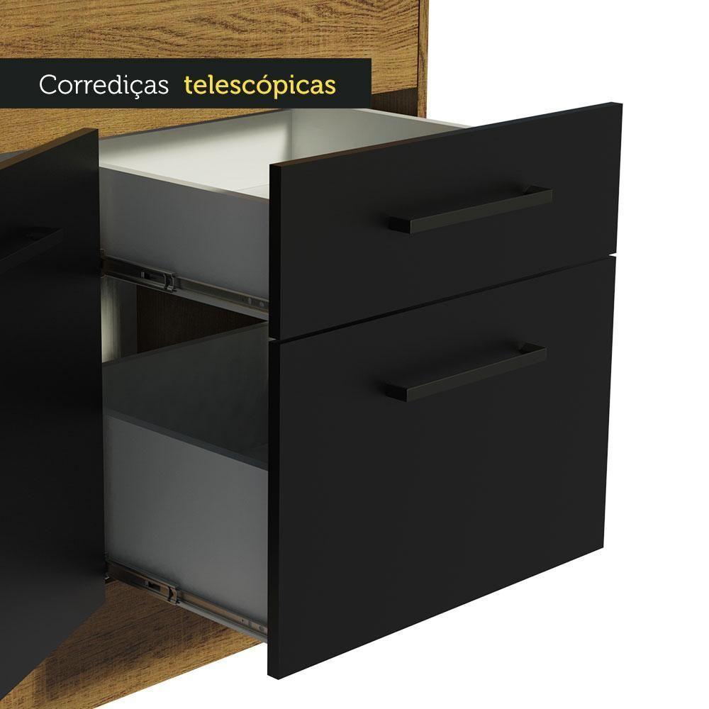 Balcão De Pia 150 Cm 2 Portas E 2 Gavetas Rustic/Preto - 6