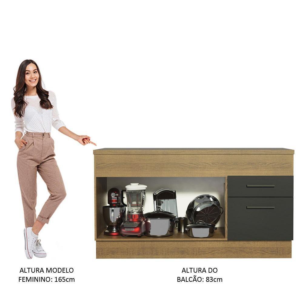 Balcão De Pia 150 Cm 2 Portas E 2 Gavetas Rustic/Preto - 7