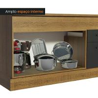 Balcão De Pia 150 Cm 2 Portas E 2 Gavetas Rustic/Preto