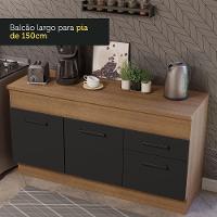 Balcão De Pia 150 Cm 2 Portas E 2 Gavetas Rustic/Preto - 5