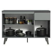 Balcão De Pia 3 Portas 1 Gaveta Com Pés Cinza Nice Cinza - 6