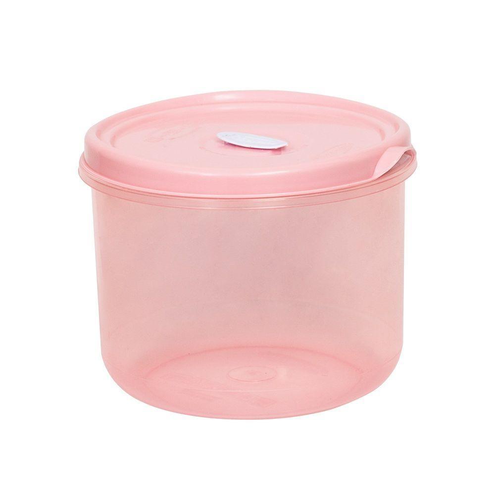 Pote Redondo 14cm De Altura Para Micro-ondas E Freezer Com Válvula 3l - Linha Wave Plasvale Rosa - 1