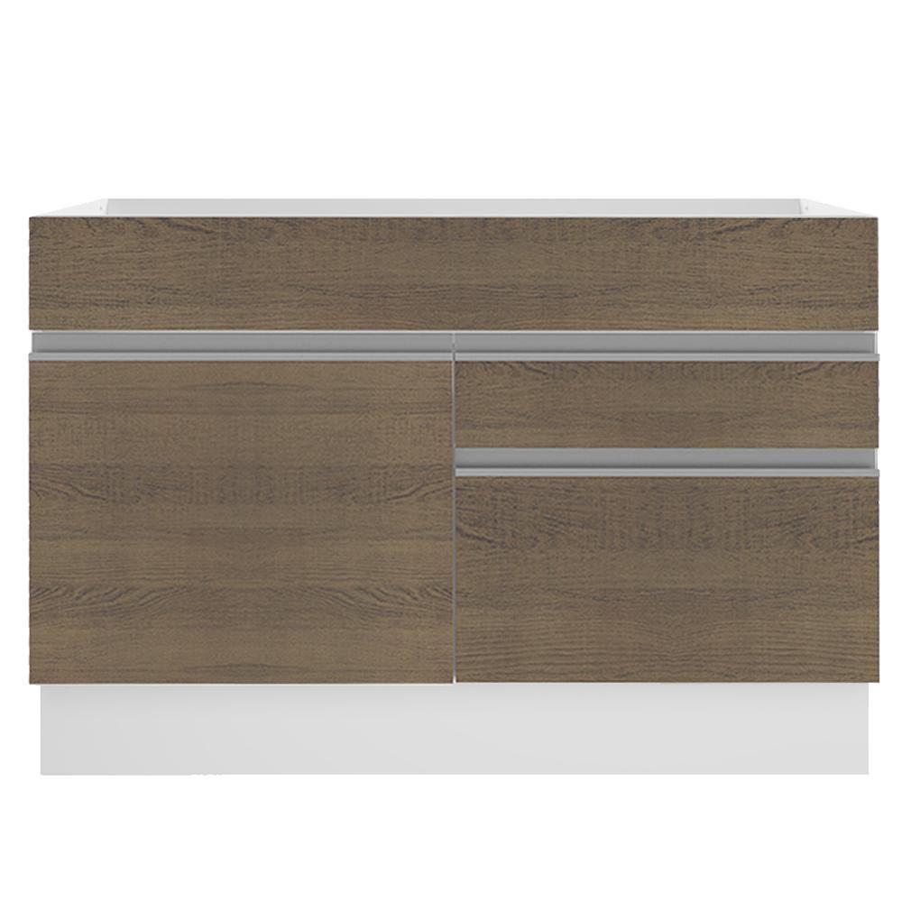 Balcão de Pia Glamy 1 Porta 2 Gavetas Branco e Rustic Madesa - 2