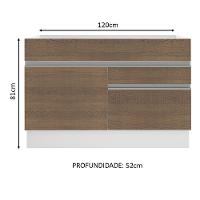 Balcão de Pia Glamy 1 Porta 2 Gavetas Branco e Rustic Madesa - 8