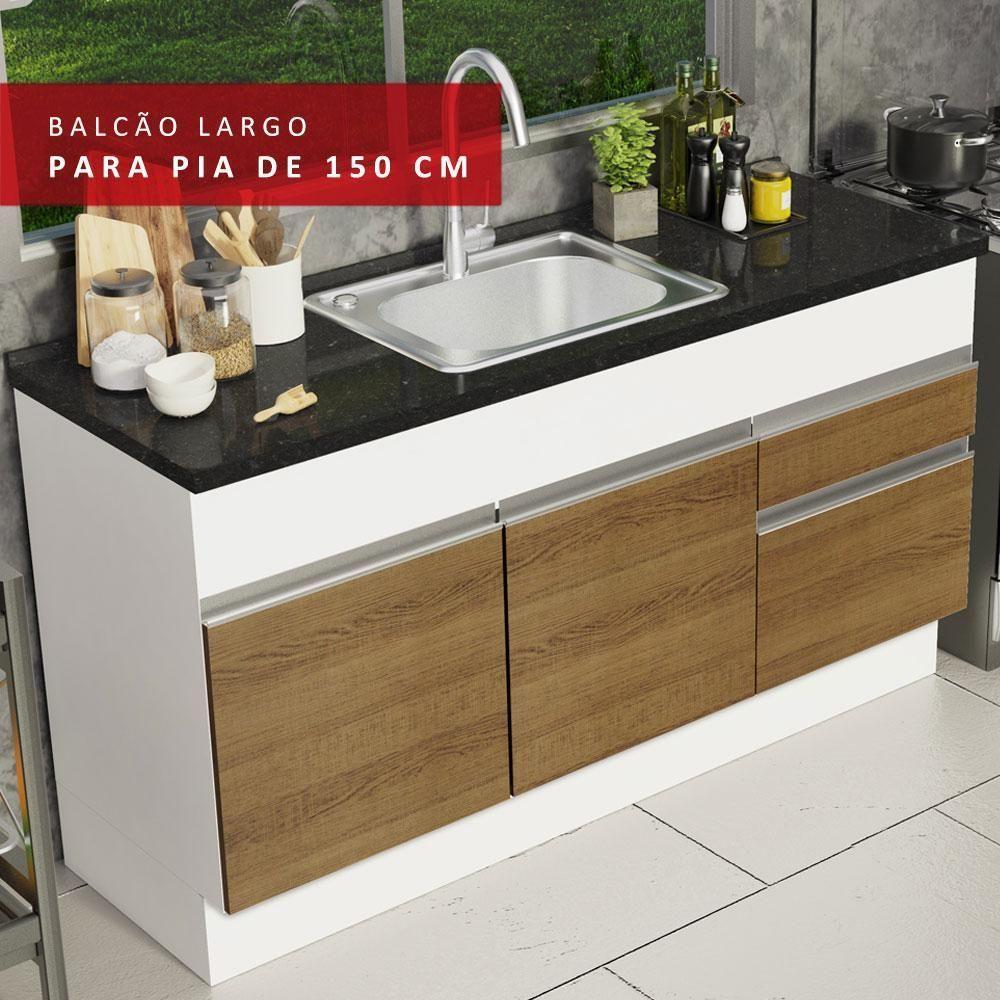 Balcão de Pia Glamy 2 Portas 2 Gavetas Madesa - 9