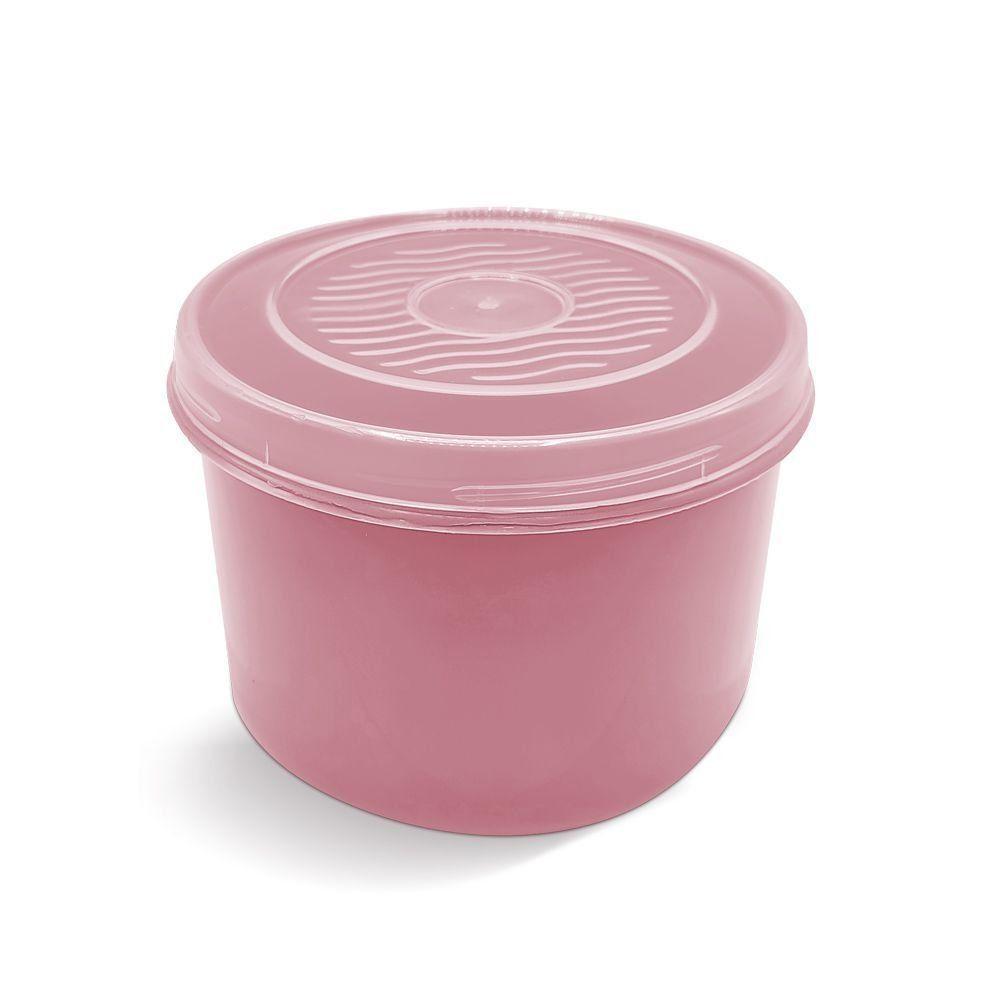 Pote Com Tampa Rosca Redondo 260 Ml Plasvale Rosa - 1
