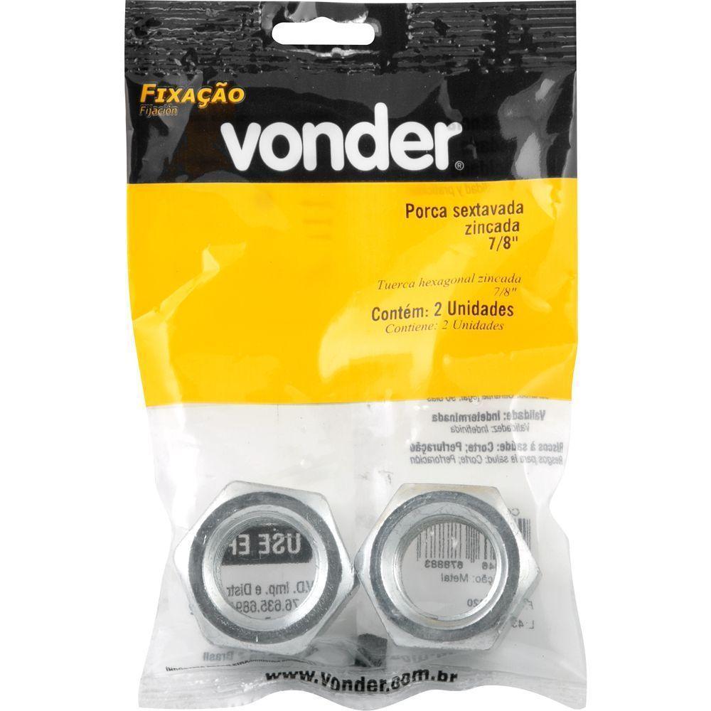 Porca Sextavada De 7-8'' Rosca Unc Cartela Com 2 Peças Vonder - 3