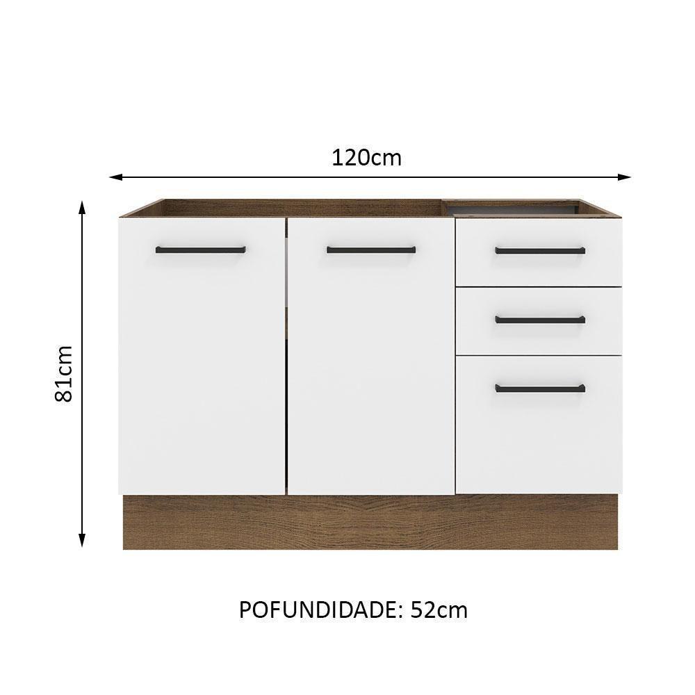 Balcão De Pia 2 Portas E 3 Gavetas Rustic/branco - 10
