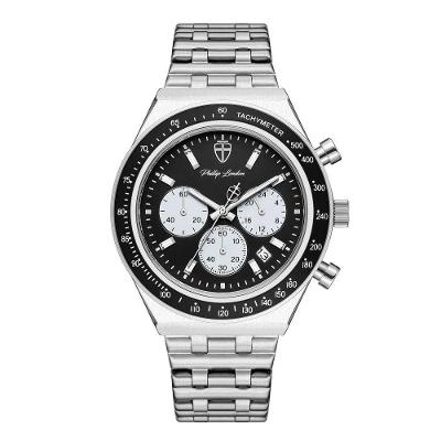 Relógio Masculino London Steel Silver Black 43mm