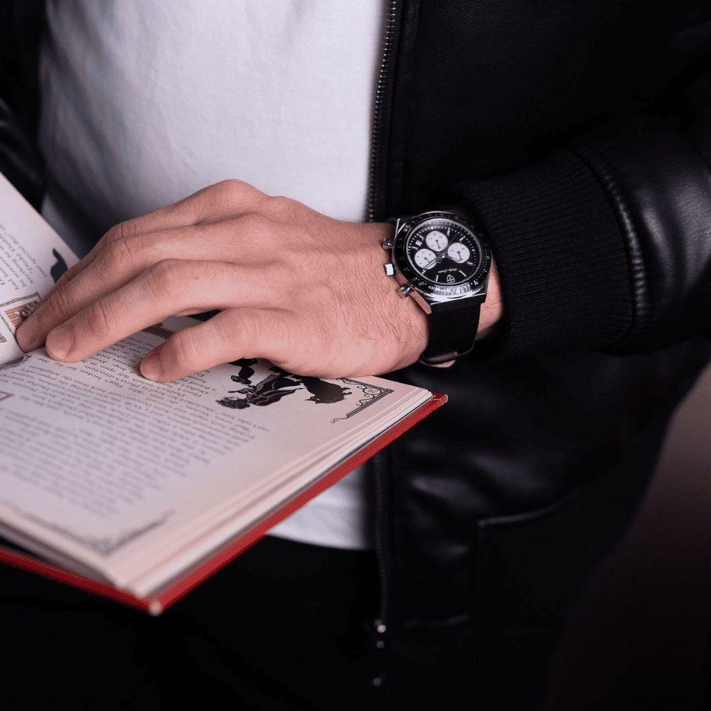 Relógio Masculino London Leather Silver Black 43mm - 3