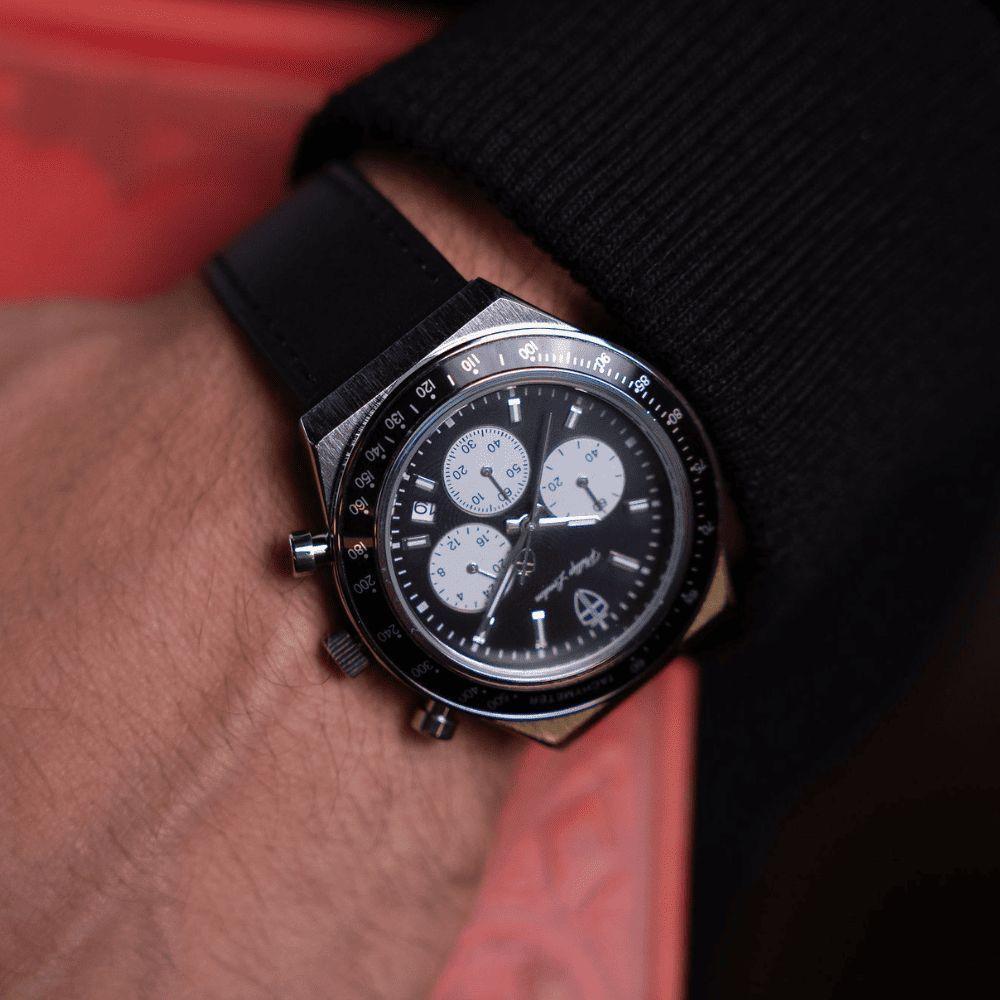 Relógio Masculino London Leather Silver Black 43mm - 5