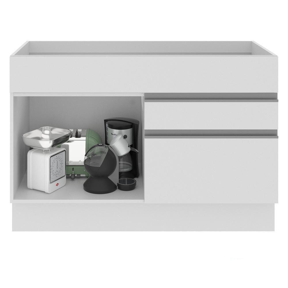 Balcão de Pia Glamy Branco 1 Porta e 2 Gavetas Madesa - 6