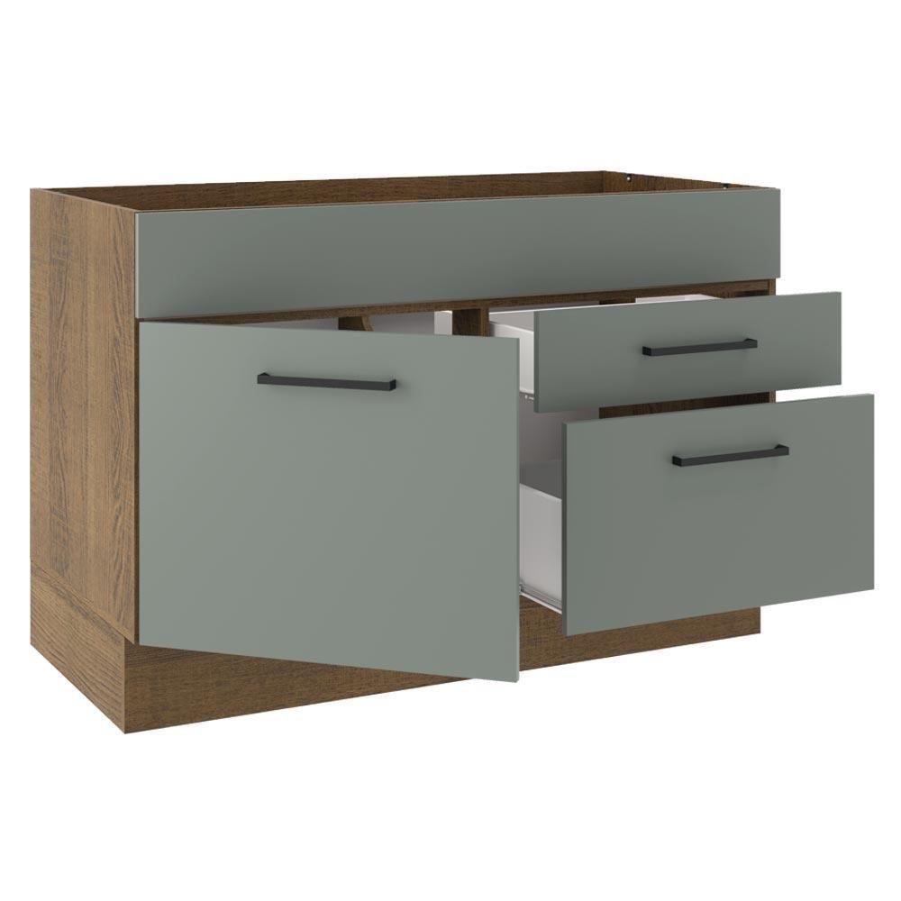 Balcão De Pia Madesa Agata 1 Porta E 2 Gavetas - Rustic/cinza Rustic/cinza - 3