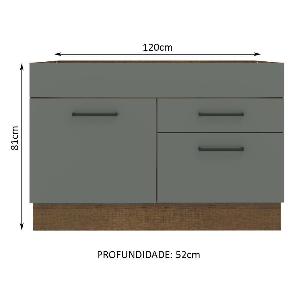 Balcão De Pia Madesa Agata 1 Porta E 2 Gavetas - Rustic/cinza Rustic/cinza - 4