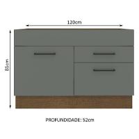 Balcão De Pia Madesa Agata 1 Porta E 2 Gavetas - Rustic/cinza Rustic/cinza