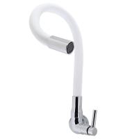 Torneira Pia Cozinha Parede Flexível Alavanca 1/4 De Volta Branco Luxo - 2