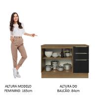 Balcão De Pia 120Cm 2PTS3GVT Rustic/Preto Lux Madesa Rustic - 7