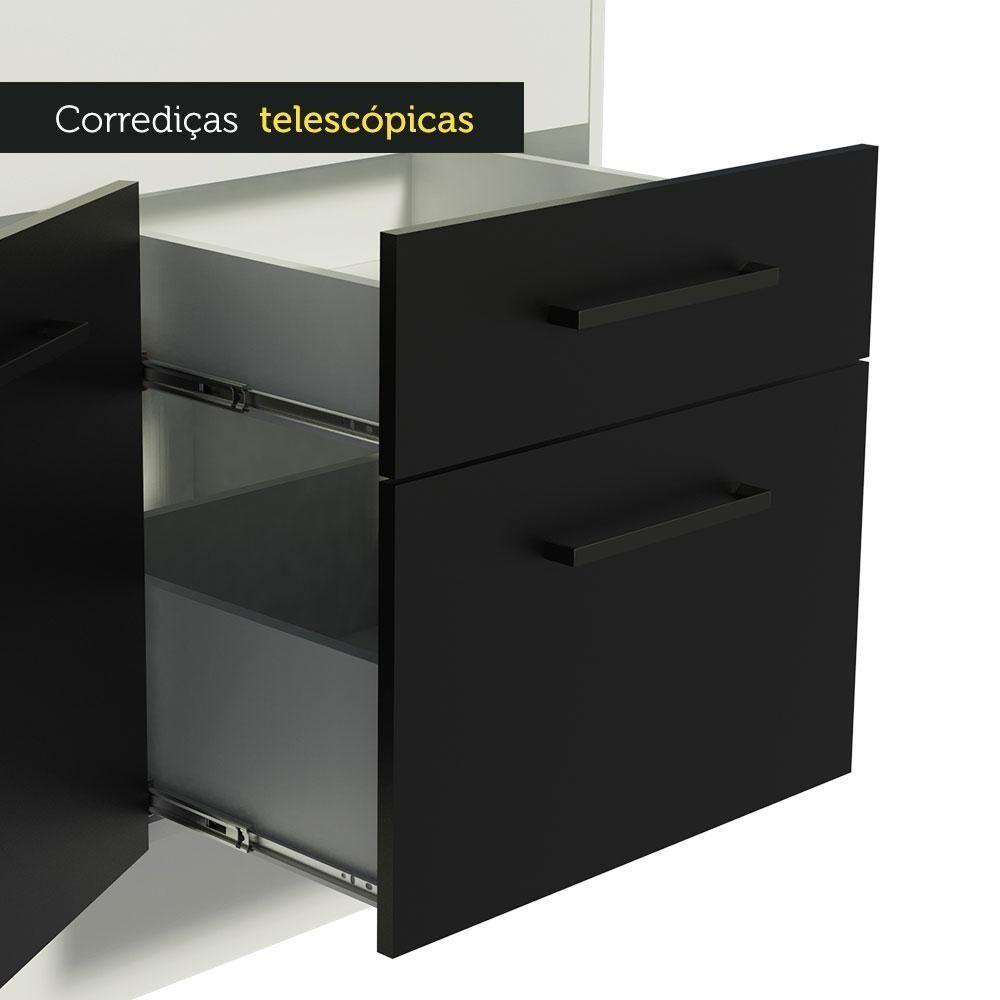 Balcão De Pia 150 Cm 2 Portas E 2 Gavetas Branco/Preto - 4