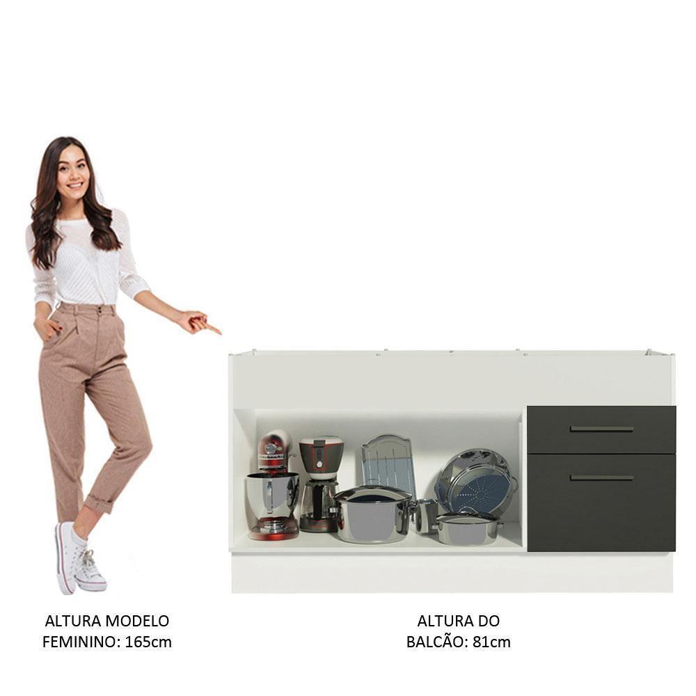 Balcão De Pia 150 Cm 2 Portas E 2 Gavetas Branco/Preto - 7