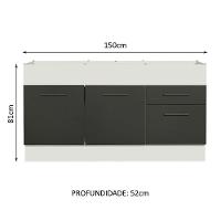 Balcão De Pia 150 Cm 2 Portas E 2 Gavetas Branco/Preto - 9