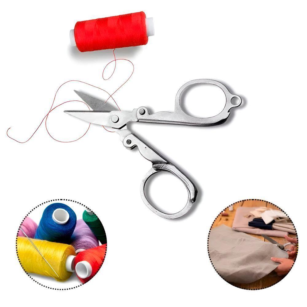 Mini Tesoura Dobrável Aço Inox Reparo Corte Chaveiro - 2