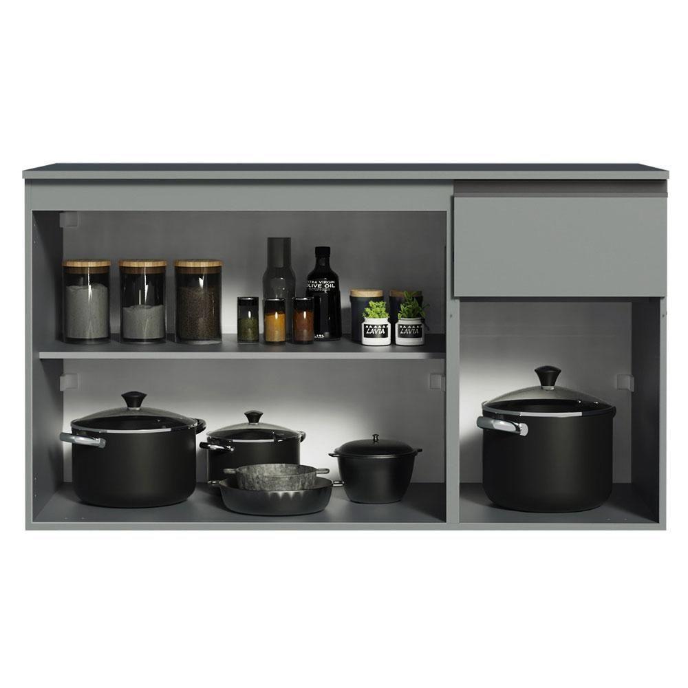 Balcão De Pia 3 Portas 1 Gaveta Suspenso Nice Madesa Cinza - 3