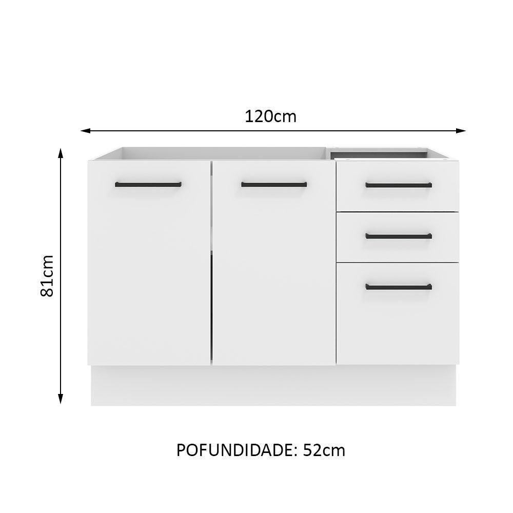 Balcão De Pia 2 Portas E 3 Gavetas Branco Rustic/branco - 10
