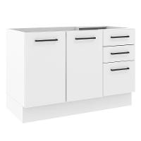 Balcão De Pia 2 Portas E 3 Gavetas Branco Rustic/branco - 1