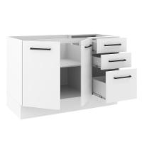 Balcão De Pia 2 Portas E 3 Gavetas Branco Rustic/branco - 8